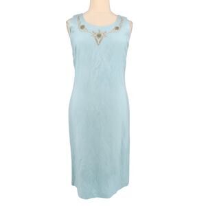 Vintage Y2K Jessica Howard Linen Blend Embroidered Column Dress Size 16